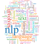 A visual representation of the process of natural language processing, including speech recognition, text classification, and language translation.